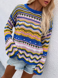 Marmo Zig Zag Crochet Knit Top - Blue Ledshopy.com