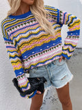 Marmo Zig Zag Crochet Knit Top - Blue Ledshopy.com