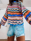 Marmo Zig Zag Crochet Knit Top - Blue Ledshopy.com