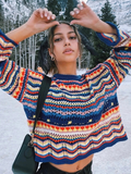 Marmo Zig Zag Crochet Knit Top - Blue Ledshopy.com