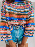 Marmo Zig Zag Crochet Knit Top - Blue Ledshopy.com