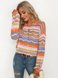 Marmo Zig Zag Crochet Knit Top - Orange Ledshopy.com