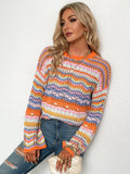 Marmo Zig Zag Crochet Knit Top - Orange Ledshopy.com