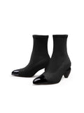 Mid-Heel Stretch Upper Sock Boot - Black Ledshopy.com