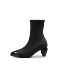 Mid-Heel Stretch Upper Sock Boot - Black Ledshopy.com