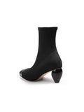 Mid-Heel Stretch Upper Sock Boot - Black Ledshopy.com