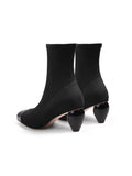 Mid-Heel Stretch Upper Sock Boot - Black Ledshopy.com