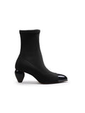 Mid-Heel Stretch Upper Sock Boot - Black Ledshopy.com