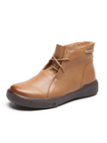 Modern Lace-Up Leather Ankle Boots - Tan Ledshopy.com