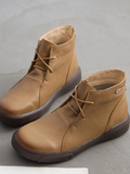 Modern Lace-Up Leather Ankle Boots - Tan Ledshopy.com