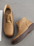 Modern Lace-Up Leather Ankle Boots - Tan Ledshopy.com