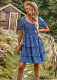 Moment In Daisy Smocked Mini Dress - Blue Ledshopy.com