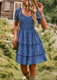 Moment In Daisy Smocked Mini Dress - Blue Ledshopy.com