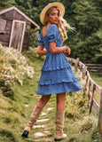 Moment In Daisy Smocked Mini Dress - Blue Ledshopy.com