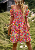 Moment In Daisy Smocked Mini Dress - Red Ledshopy.com