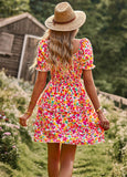 Moment In Daisy Smocked Mini Dress - Red Ledshopy.com