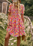 Moment In Daisy Smocked Mini Dress - Red Ledshopy.com