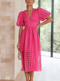 Notepad Short Sleeve Midi Dress - Fuchsia Ledshopy.com