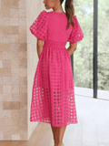 Notepad Short Sleeve Midi Dress - Fuchsia Ledshopy.com