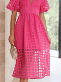 Notepad Short Sleeve Midi Dress - Fuchsia Ledshopy.com