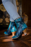Palm Leaf Peacock Feather Leather Ankle Boot Ledshopy.com