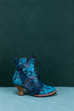 Palm Leaf Peacock Feather Leather Ankle Boot Ledshopy.com