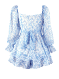 Perfect Lover Floral Pleated Mini Dress - Blue Ledshopy.com