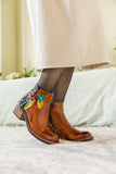 Petal Applique Leather Ankle Boot Ledshopy.com
