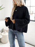 Phyllis Oversized Sector Sleeve Knit Jumper - Black Ledshopy.com