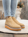 Platform Ankle Boots - Beige Ledshopy.com