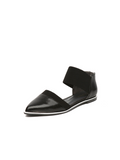 Pointed Leather Ankle-Strap Flat - Black Ledshopy.com