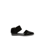 Pointed Leather Ankle-Strap Flat - Black Ledshopy.com