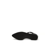 Pointed Leather Ankle-Strap Flat - Black Ledshopy.com