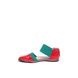 Pointed Leather Ankle-Strap Flat - Red Ledshopy.com