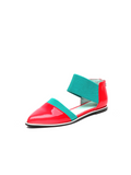 Pointed Leather Ankle-Strap Flat - Red Ledshopy.com