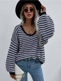 Puff Sleeve V-Neck Sweater - Black Ledshopy.com