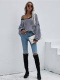 Puff Sleeve V-Neck Sweater - Black Ledshopy.com