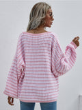 Puff Sleeve V-Neck Sweater - Pink Ledshopy.com