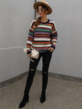 Quellise Knit Top - Purple Stripe Print Ledshopy.com