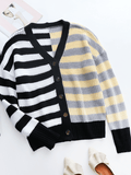 Rachael Contract Stripe Knit Cardigan Ledshopy.com