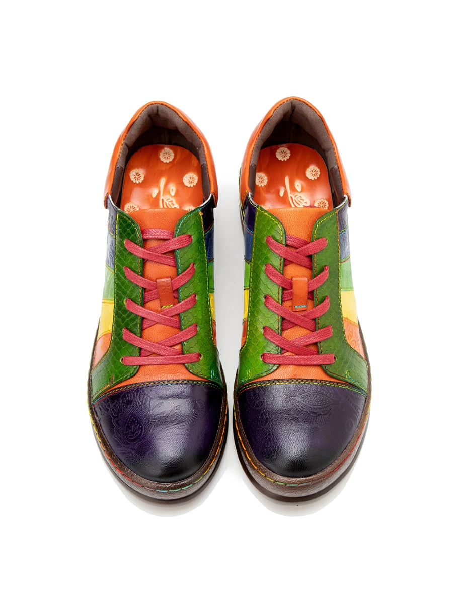 Rainbow Strap Vintage Genuine Leather Sneakers Ledshopy.com