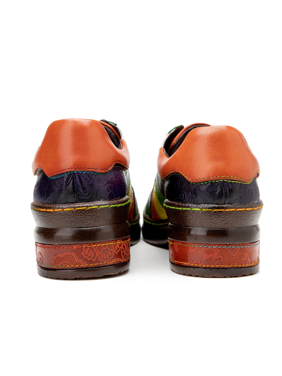 Rainbow Strap Vintage Genuine Leather Sneakers Ledshopy.com