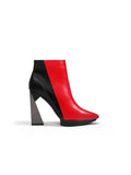 Red Black Block Heel Zip Genuine Leather Boot Ledshopy.com