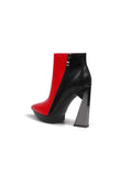 Red Black Block Heel Zip Genuine Leather Boot Ledshopy.com