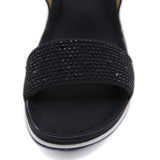 Rhinestone Strap Air Pad Sole Sandal - Black Ledshopy.com