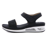 Rhinestone Strap Air Pad Sole Sandal - Black Ledshopy.com