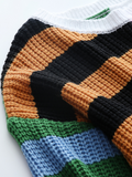 Roberta Stripe Block Color Knit Top Ledshopy.com