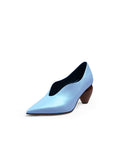 Scalloped Edges-Curve Shaped Leather Pumps - Blue Ledshopy.com