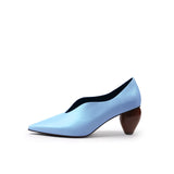 Scalloped Edges-Curve Shaped Leather Pumps - Blue Ledshopy.com