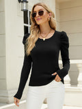Shrug Puff Shoulder Knit Top - Black Ledshopy.com